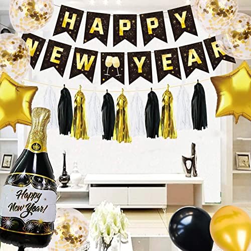 New Years Eve Decorations 2023 Party Decorations New Years Eve Decorations Happy New Year Banner New Year Decorations 2023 Balloons and Golden Confetti Happy New Year Decorations 2023 Party Supplies