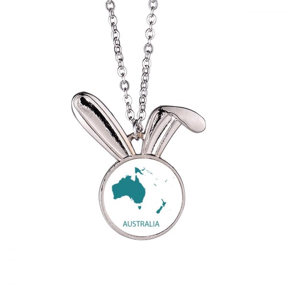 Collier avec pendentif carte Océanie et Australie en argent - 5