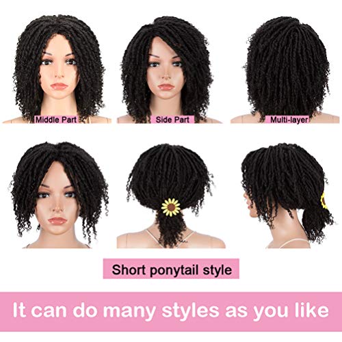 Style Icon 6" Short Dreadlock Wig Twist Wigs For Black Women Short Curly Synthetic Wigs (6", 1B) #TOP2