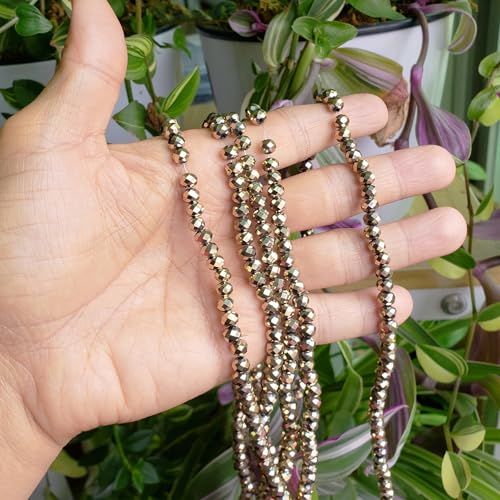 Image of 6mm Rondelle Gold Glass Beads for Jewelry Making 720pcs Faceted Briolette Shape Crytal Spacer Beads for Bracelet Necklace