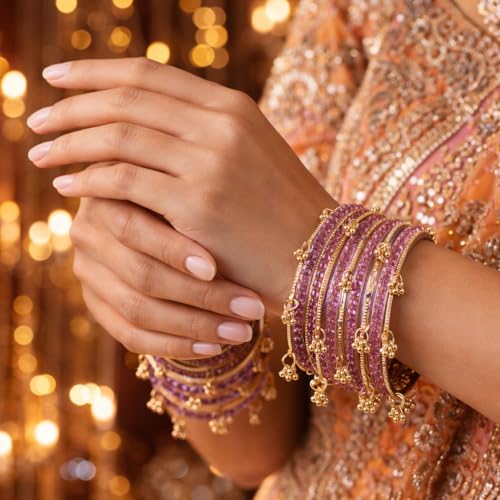Image of Shining Diva Fashion 16 Pcs Trendy Stylish Glass & Kashmiri Ghungroo Bangles Set for Women & Girls | Traditional Festive Wedding Party Jewellery