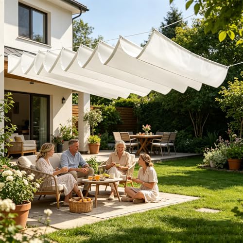 Filet d'ombrage rétractable vague 230x400 blanc protection UV