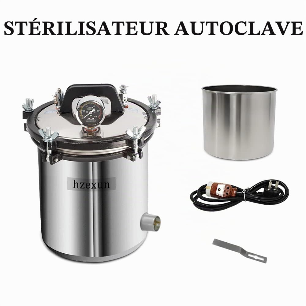 Autoclave en acier inoxydable stérilisateur à vapeur autoclave électrique de dispositif de stérilisateur de vapeur pour l'équipement médical dentaire (24L)