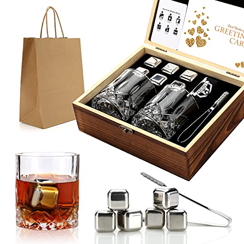 Whisky Steine Geschenk Set Whisky-Glas-Set 2-Edelstahl Iced Whisky Cube-Scotch Bourbon-Geschenkbox-Set-Männer bestes Trinkgeschenk Papa Ehemann Geburtstag Cover