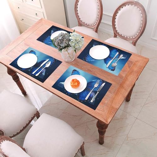 Set de table antidérapant PVC papillon bleu lavable 45x30