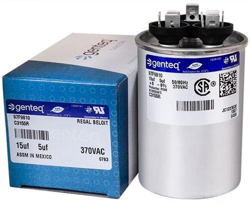 (2) Pack - Westinghouse - 15 + 5 uF MFD x 370 VAC GE Industrial Replacement Dual Capacitors Round # C3155R/97F9810