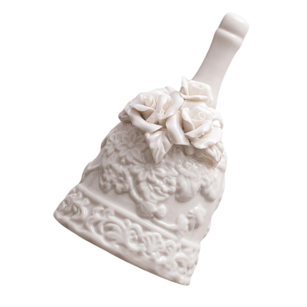 Cabilock Material Hand Bell Restaurant Service Bell Desktop Adornment White Porcelain