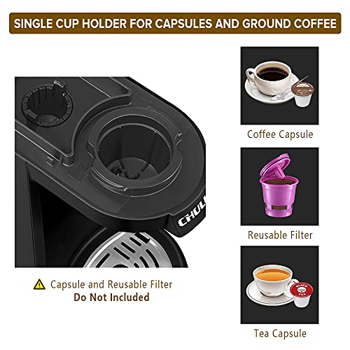 CHULUX Single Serve Coffee Maker Brewer for Single Cup Capsule with 12 Ounce Reservoir,Black