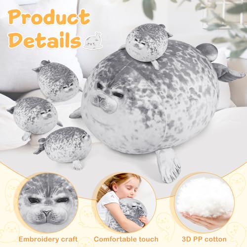 Image of KMUYSL Toys for Ages 0 1 2 3 4 5 6 7 8+ Years - Plush Mommy Stuffed Animal with 4 Babies in Her Tummy, Soft Plush Toys Set, Christmas Birthday Gifts for Girls Boys Baby, Toddler, Kids (Seal Toys)