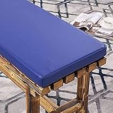 Wasserdichte PU Leder Outdoor Bankauflage Abnehmbare Terrasse Sitzpolster für 2-3 Personen 120x35cm Blau Ideal für Garten & Schaukelstühle