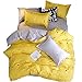 Produktbild ED-Lumos 4 teilig Bettgarnitur Bettwäsche Set Bettbezug Betttuch Kopfkissenbezug Baumwolle Gelbe Wimper 180 cm x 220 cm