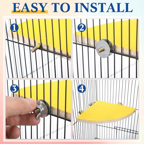 Image of CroBlissful 3 Pcs Bird Perch Stand Platform Parrot Perch Wood Toy Colorful Sand Paw Grinding Cage Accessories Exercise Toys for Cockatiel Conure Budgies Parakeet Lovebird Hamster Gerbil Rat