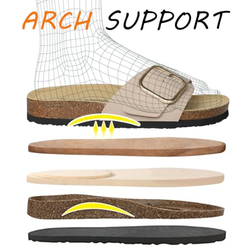 Sandals for Women Memory Foam Insole Womens Sandals Comfortable Genuine Leather Sandals Classic Cork Antislip Slippers3