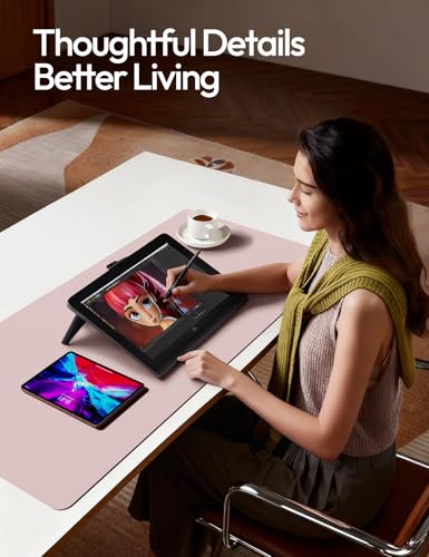 Image of YSAGi Leather Desk Pad Protector, Office Desk Mat, Large Mouse Pad, Non-Slip PU Leather Desk Blotter, Laptop Desk Pad, Waterproof Desk Writing Pad for Office and Home (Grayish Lavender, 23.6 inch x 13.8 inch)