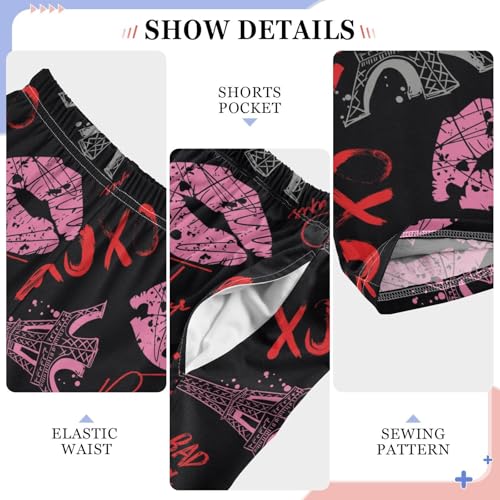 Paris Eiffel Tower Heart Boys Pants for Kids Jogger Pants with Pockets S-XL4