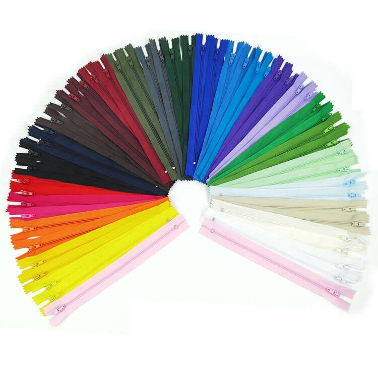 50 Fermetures Éclair Invisibles 20 Cm - Nylon Multicolore Pour Couture, DIY | Lot De 25 Couleurs - 12