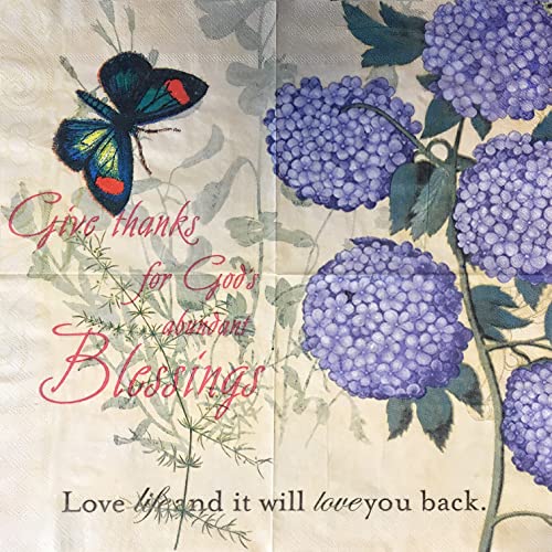 Zelten 2-Ply 20 Count Colored Paper Napkins Shabby Chic Napkins For Wedding Dinner Tea Party Decoration, Hydrangea #TOP2