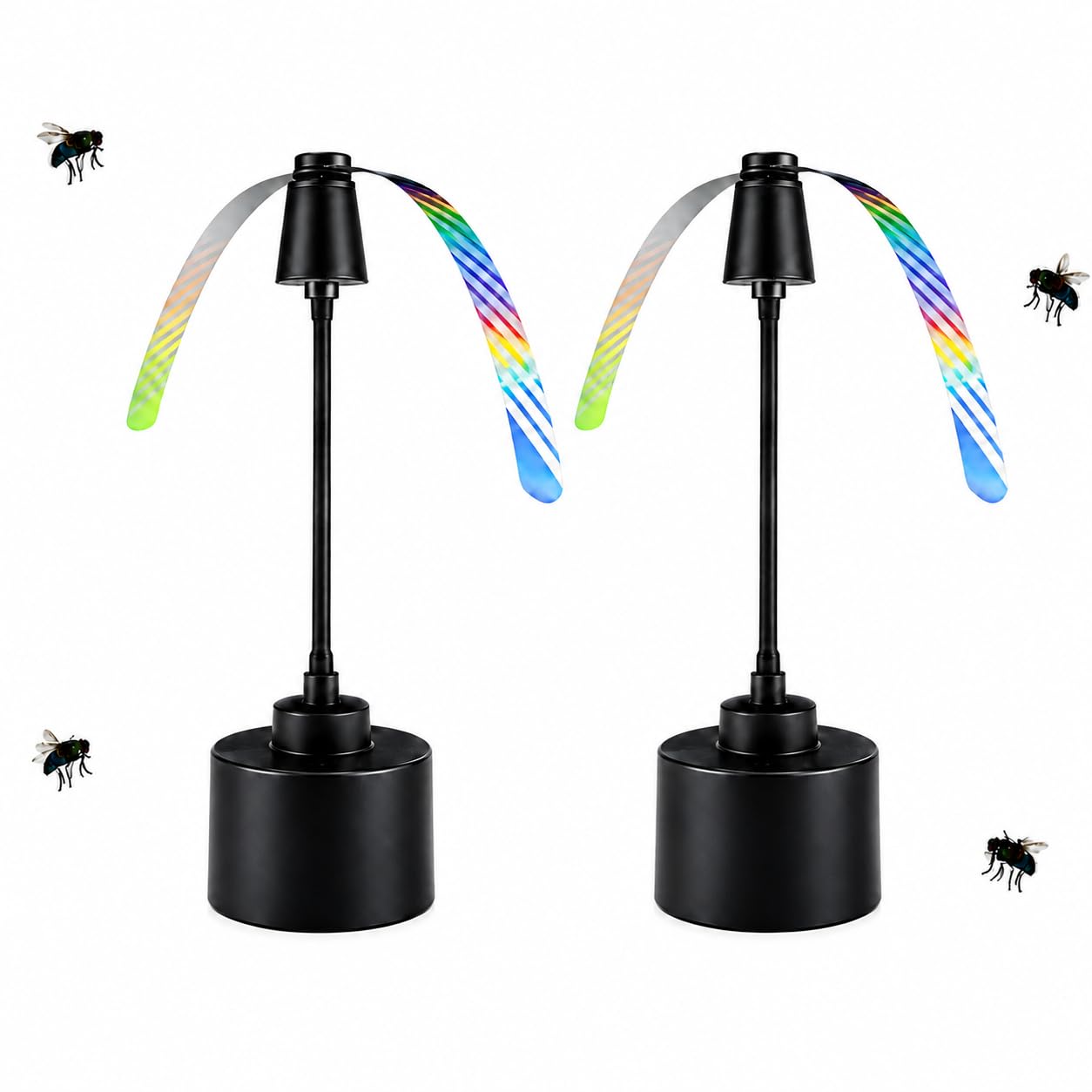 Sytinnice 2 Pack Fly Fans for Tables, Battery Operated Fly Repellent Fan with Soft Blades, Flexible Gooseneck, Tabletop or Hanging Hook for Indoor Outdoor Picnic, BBQ, Party, Kitchen and Patio Black