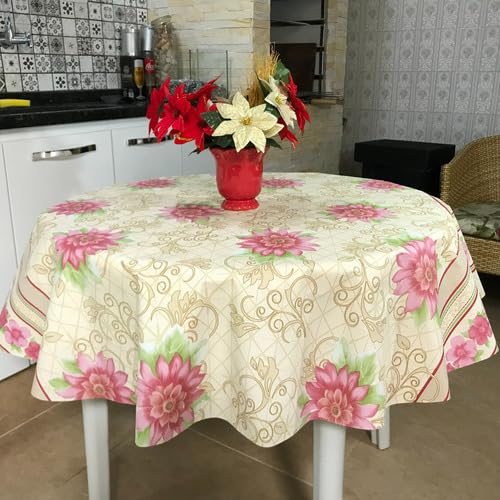 Genérico, Plastico térmico Toalha Mesa Redonda Jardim 4 Cadeiras 1,40m Nome do desenho:Jardim;Cor:co