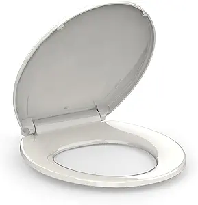 Round Toilet Seat, Slow Close Toilet Cover Seat for Easy Clean and Stain-Resistant, Plastic Toilet Seat With Cover, Quick-Release Hinges and Quick-Attach Hardware,Biscuit