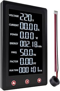 Digitaler Leistungsmesser 26KW Max Präzise Messung ±1%(C) | 80-260V Bereich, 100A Max, LCD Display, Überlastalarm, schwarz robust