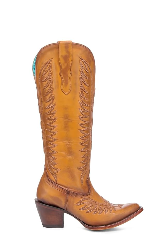 Corral Boots Womens Embroidered Toe Pointed Toe Zippered Casual Boots Knee High High Heel 3" & Up - Brown - Size 7.5 B by Corral Boots - Image 3