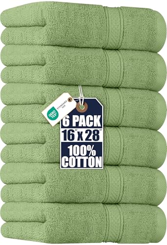 Image of Utopia Towels 6 Pack Premium Hand Towels Set, 16 by 28 inches, 100% Ring Spun Cotton, Ultra Soft and Highly Absorbent 600GSM Towels for Bathroom, Gym, Shower, Hotel, and Spa, Sage Green
