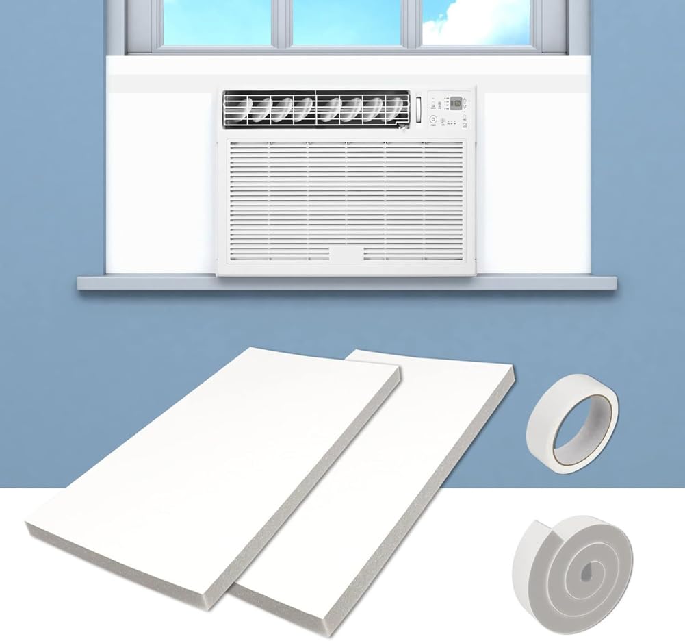 TMAPRUVG Full Surround Window Air Conditioner Side Panels,EVA Foam Panel Top Seal Strip for Window AC Unit Indoor