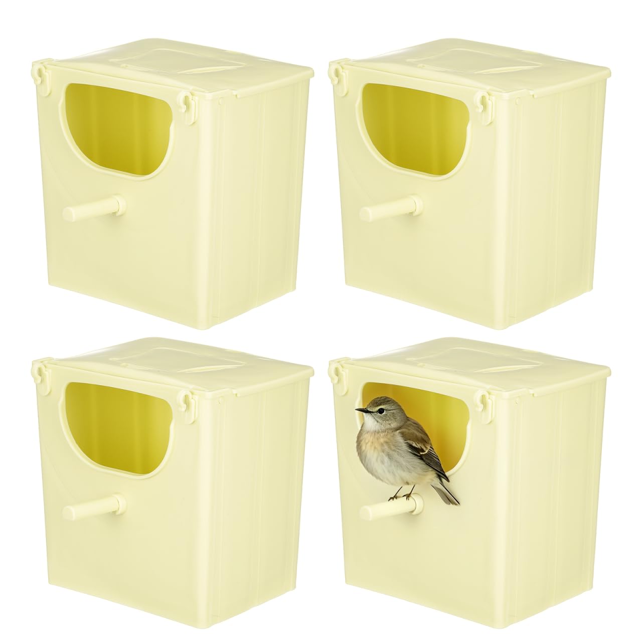 Zerodeko 4 Stück Vogel-Nistkasten, Kunststoff, Sittiche, Nistkasten, zum Aufhängen, Vogelzuchtkäfig, montierter Inkubationskasten, kleine Tierhütte, für Finken, Eichhörnchen, Papageien, Wellensittiche