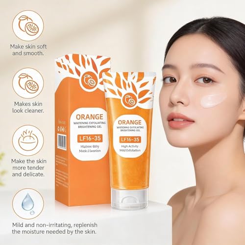 Image of Orange Enzymes Exfoliating Gel for Face & Body | Deep Cleansing Moisturizing Facial Exfoliator | Dead Skin Remover | Brightening & Pore Cleansing Scrub for All Skin Types Vitamin C (PACK OF 2)