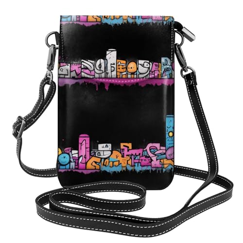 Petit sac à bandoulière cuir femme graffiti durable et étanche