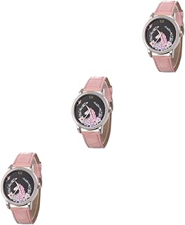 3 Pçs Relógios Femininos Relógios Femininos Pulseiras De Relógio De Couro Relógios De Pulso Feminino Relógios Femininos Padrão Unicórnio Relógio Com Pulseira De Couro Relógio De