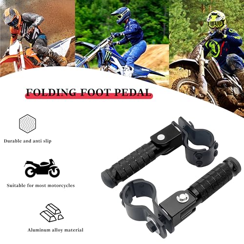 Image of M8 Motorcycle CNC Aluminum 90 Degree Folding Rearsets Folded Motorbike Footrest Bicycle Footpegs Foot Pegs Pedal Universal (Black)