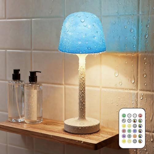Loowoko Duschlampe wasserdicht 16 Farben Badezimmer Lichtprojektor Nordlicht Wiederaufladbares Polarlicht Lampe mit Touch & Fernbedienung Zimmer Deko Geschenke für frauen