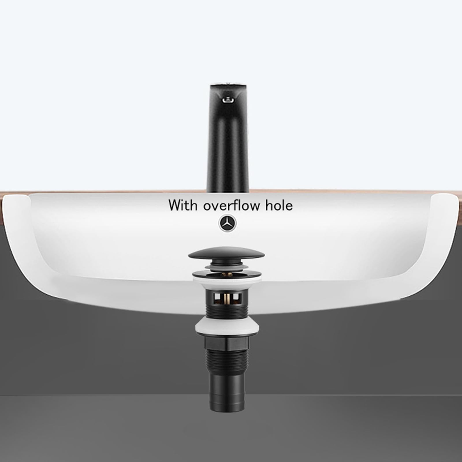 Desagüe Universal Con Rebosadero。Tapones de Desagüe Lavabo。VáLvula Para Lavabo Clic Clac。Desagüe A Presión Totalmente De Cobre,negro,Con Orificio De Rebosadero
