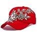 CRUOXIBB Women's Crystal Flower Bling Rhinestone Snapback Cap Baseball Hat(01 Red)