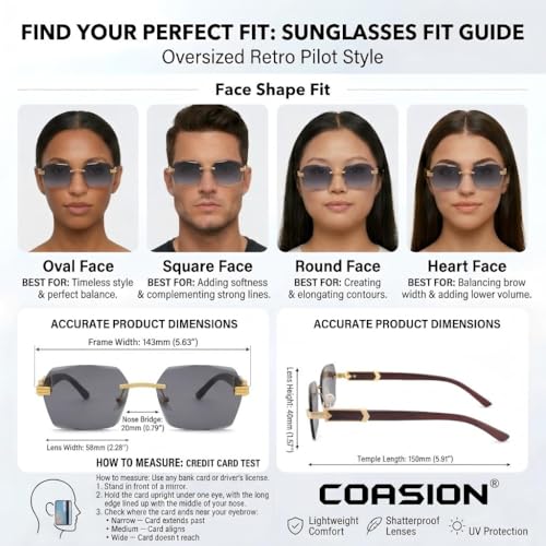 Image of COASION Fashion Rimless Frameless Sunglasses for Women Men Y2k Retro Sun Glasses Square Tinted Glasses