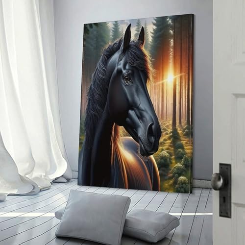 Cheval murale coucher de soleil de décoration sur toile haut de gamme 60x90