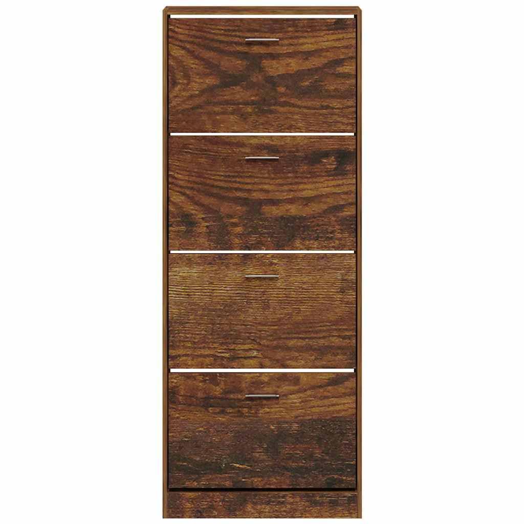 Szafka na buty Dąb wędzony 59x17x150 cm Drewno kompozytowe 4 szuflady