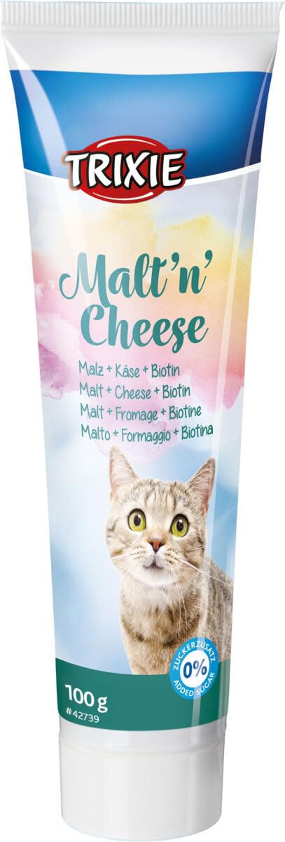 Malt'n'Cheese Anti-Hairball | Doppelpack | 2 x 100 g | Ergänzungsfuttermittel für Katzen | Zur Unterstützung der Verdauung und bei verschluckten Haaren | Ohne Zuckerzusatz