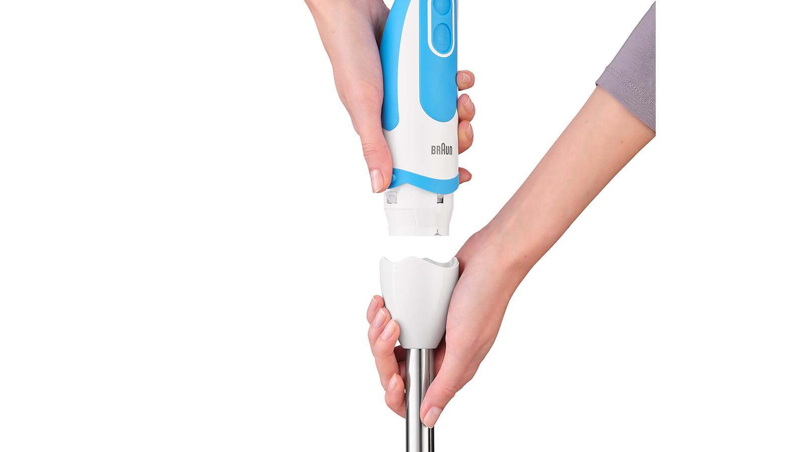 Braun 4191-MQ5260WHBL Batidora de mano 1000 W con vaso, función Turbo, Blanco/Azul