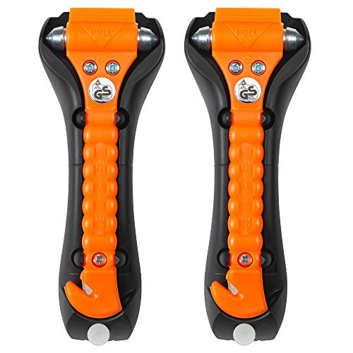 LifeHammer CR-224408 Orange 2 Pack Safety Hammer Classic Auto Escape Tool (Glow in The Dark)