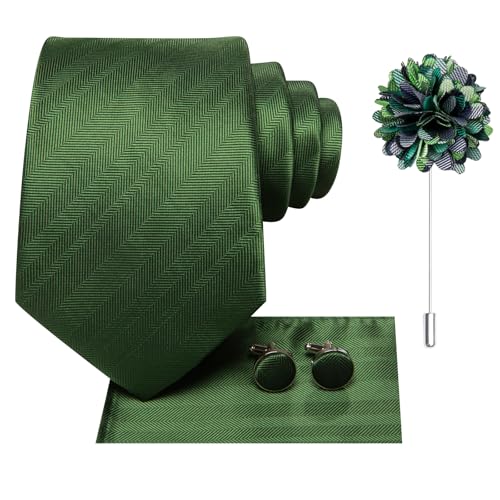 Image of Hi-Tie Men's Tie Lapel Pin Set Pocket Square Cufflinks Formal Woven Silk Tie Sets Wedding Party