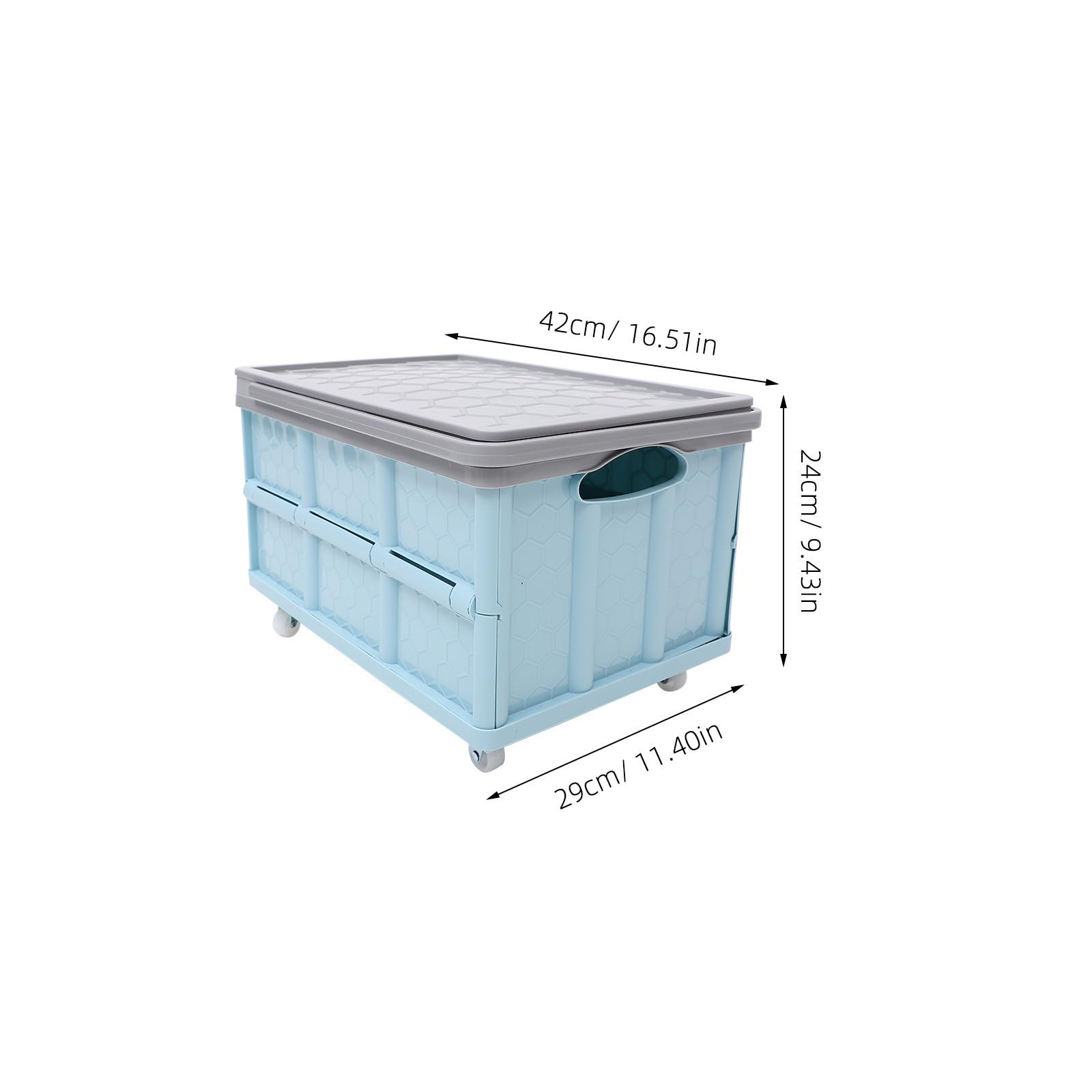 Caja de Almacenamiento Plegable con Ruedas Azul, Plástico, Gran Capacidad