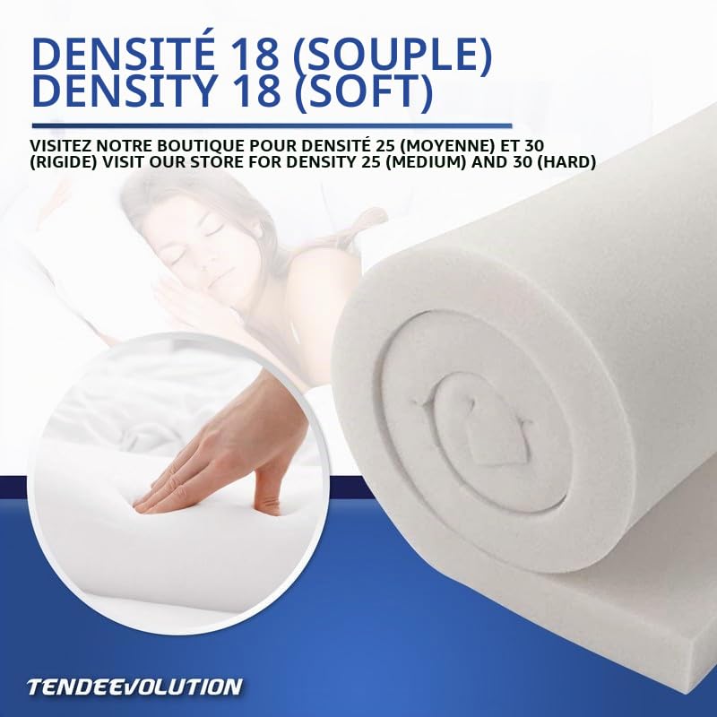 TENDEEVOLUTION Mousse de Rembourrage Densité 18, Épaisseur 5 cm, Feuille 200x100 cm, Coussins en Polyuréthane Expansé