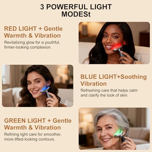 Red Light for Face and Neck, 7-in-1 Face Massager Tool, 3-Color Portable Facial Massager f - image 6