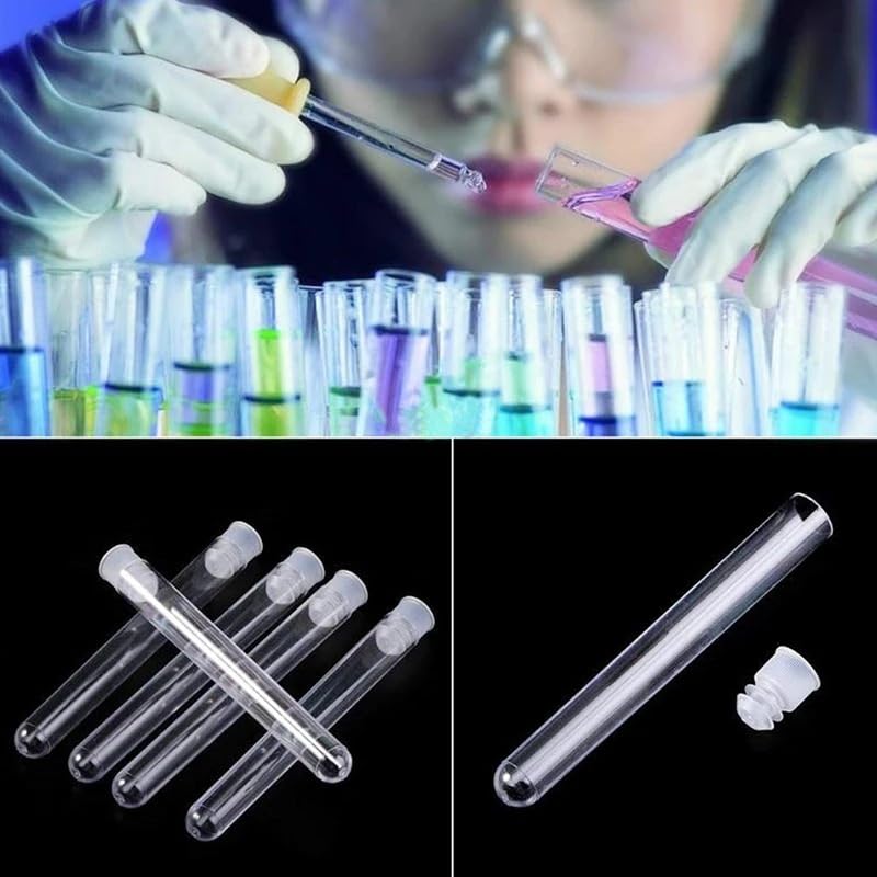 Sprzęt laboratoryjny 50 szt. Przezroczyste plastikowe probówki 12x100mm probówki laboratoryjne z nakrętkami do eksperymentów naukowych pojemniki na próbki rośliny