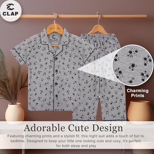 Image of CLAP Kids Cotton Printed Half Sleeves Night Suit