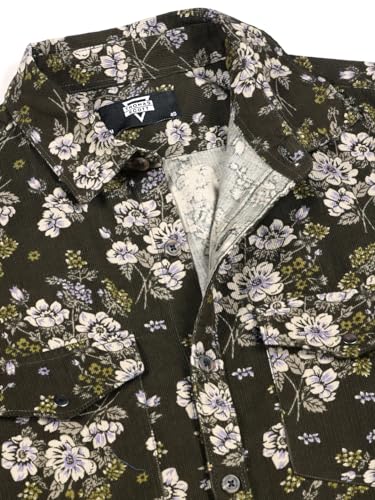 Image of Thomas Scott Men Slim Fit Pure Cotton Corduroy Floral Printed Semi-Formal Shirt