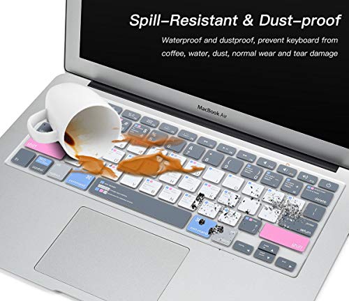 Casebuy Premium Mac Os Shortcut Keyboard Cover For Macbook Air 13 Inch 2010-2017 Model A1466 A1369 & 2015 Or Older Version Macbook Pro 13" 15" A1502 A1425 A1278 A1398 A1286 Keyboard Protector #TOP4